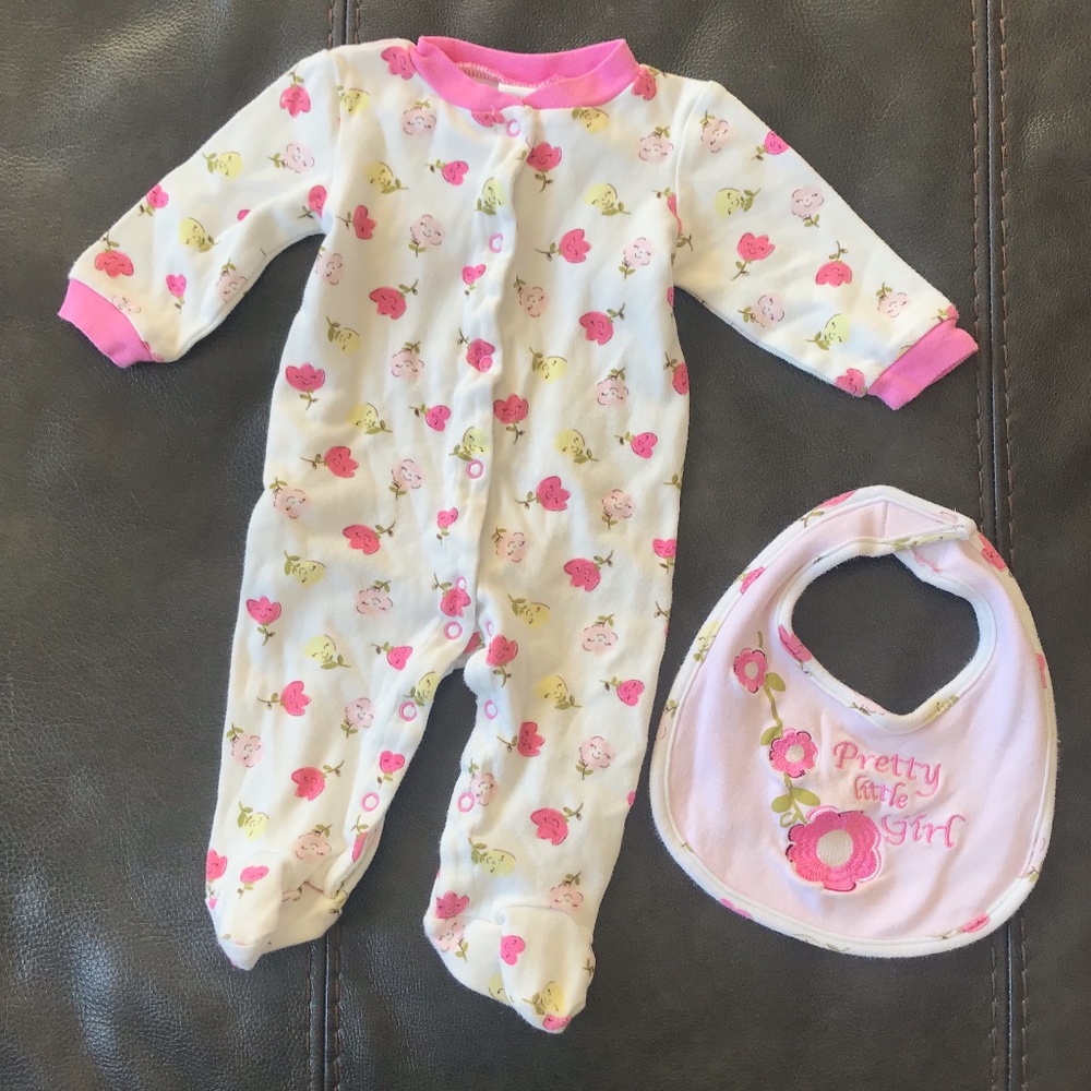 "Pretty Little Girl" PJ Set w/ Bib